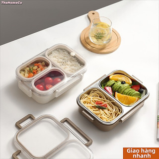 Hộp Bento THEHOMECO, Hộp Cơm Trưa Inox Chống Rò Rỉ, Hình Chữ Nhật 2 / 3 / 4 Dây Chia Kín Hộp Đựng Thực Phẩm Người Lớn