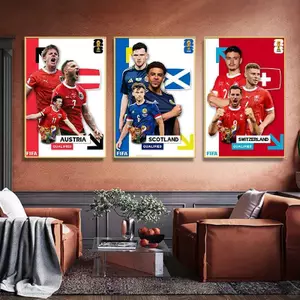 2026 USA Canada Mexico World Cup Trang Trí Không Khung Vải Chống Thấm Nước Poster, Ngôi Sao Bóng Đá Nghệ Thuật Treo Tường Cho Cửa Hàng Xổ Số Phòng Ngủ Thanh Trang Trí