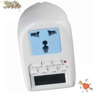 Ổ cắm hẹn giờ tiêu chuẩn Châu Âu NOTE1, phích cắm EU màu trắng Ổ cắm hẹn giờ kỹ thuật số LCD chức năng, Công tắc ổ cắm hẹn giờ ABS 220V-240V bền bỉ Công tắc phích cắm EU