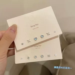 Kim Bạc Ánh Trăng Aurora Bộ Tai Đơn Giản Phát Sáng Nữ Móng Tay Nhỏ Đá Nhỏ Nuôi Dưỡng Tinh Tế Nhiều Màu Sắc s925 Xuyên Bông Tai