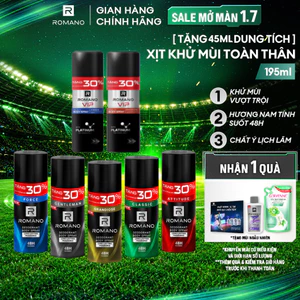 Xịt khử mùi cho nam Romano 195ml/chai Ngăn mồ hôi và mùi cơ thể 48H
