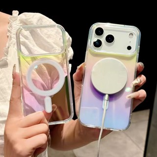 [JLK] ốp iphone 17 pro feỐp từ tính trong suốt Gradient đầy màu sắc Aurora cho iPhone 17 16 15 14 Pro Max Plus 13 12 11 17 Air Transparent Soft TPU Cover cho S25 Edge S24 S23 FE S22 Ultra A16 A26 A36 A56
