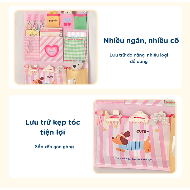 Túi Đựng Đồ Chia Ngăn Treo Tường Tiện Lợi Vải Canvas Dày Dặn, Túi Đựng Đồ Lót, Tất Vớ