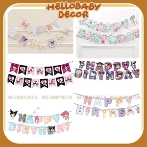 Dây chữ giấy Happy Birthday Kuromi - Cinnamorol treo trang trí sinh nhật