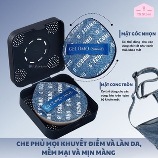 Bộ Mút Trang Điểm GECOMO Jeans: 1 Mút Cushion & 1 Mút Phấn Phủ Kèm Hộp Đựng Tiện Lợi