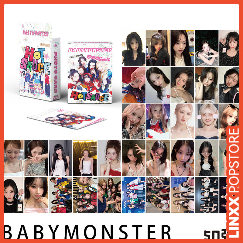 LINXX 50 Chiếc BABYMONSTER K-Pop Nhóm Selfie Lomo Thẻ Bộ Với Laser Holographic HD Hình Ảnh 3 Inch Mini Photocards Sưu Tập Quạt Hàng Hóa Ý Tưởng Quà Tặng