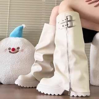 Giày bốt gót cao gót mũi tròn dày Giày bốt nữ