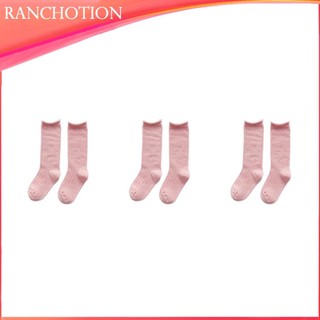 2 / 3 / 5 Mùa Đông Thu Đông Trẻ Em Trẻ Em Màu Trơn Tất Màu Kẹo Cho Bé Dài Tất Tập Đi Cotton Rời Cao