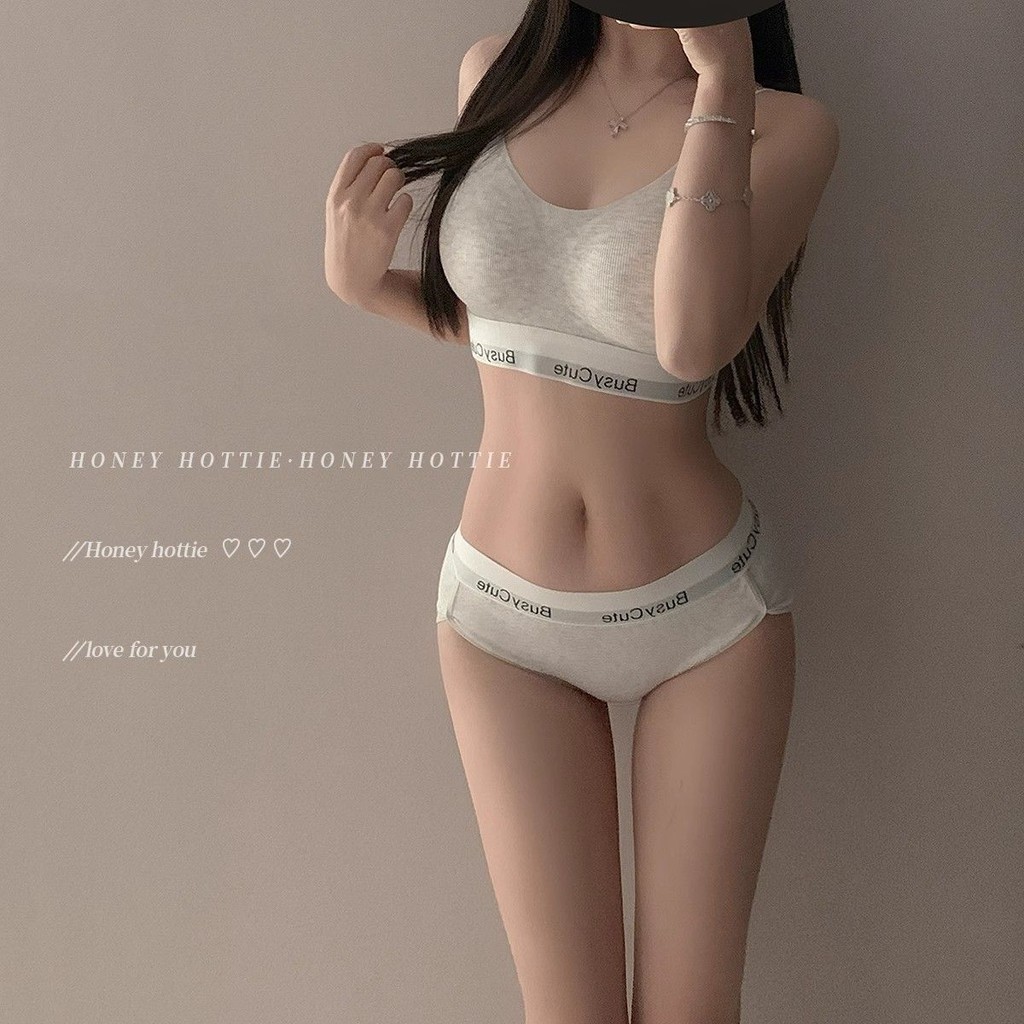 Shop Pure Desire Phong Cách Thể Thao Quần Lót Nữ Không Dây Nhỏ Ngực Tập Hợp Chống Chảy xệ Thoải Mái Mỏng Thoáng Khí Bộ Áo Ngực