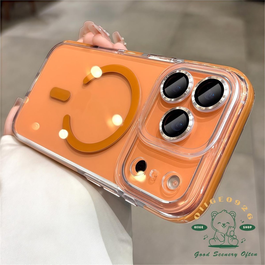 【 Ốp lưng iPhone17 】 Vỏ điện thoại từ tính pha lê băng ống kính in CD iphone17 Pro Max 16 15 14 13 cho vỏ iPhone Vỏ mềm silicon TPU chống sốc