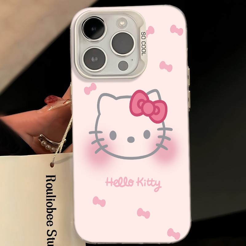 Ốp Lưng iPhone Hình Hello Kitty Nơ Dễ Thương - Tương Thích 16/15/14/13/12/11 Pro Max, XS Max, X