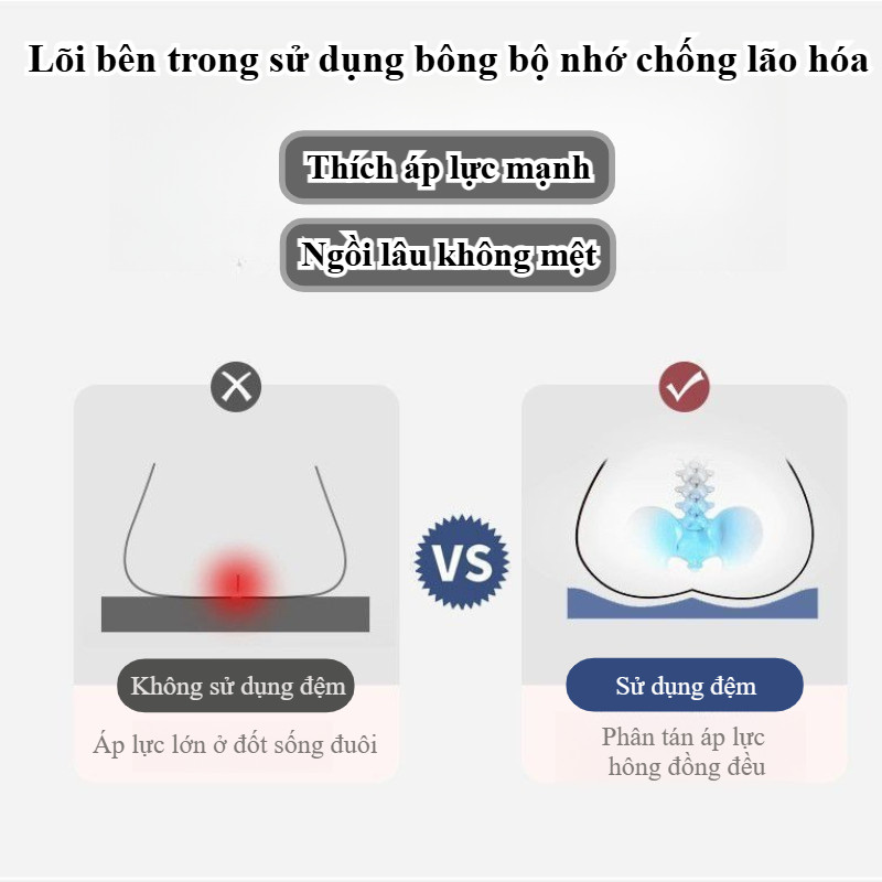 Bộ nhớ bông văn phòng ghế đệm sữa lụa vải làm mới và thoáng khí để giảm đau cột sống đuôi ít vận động