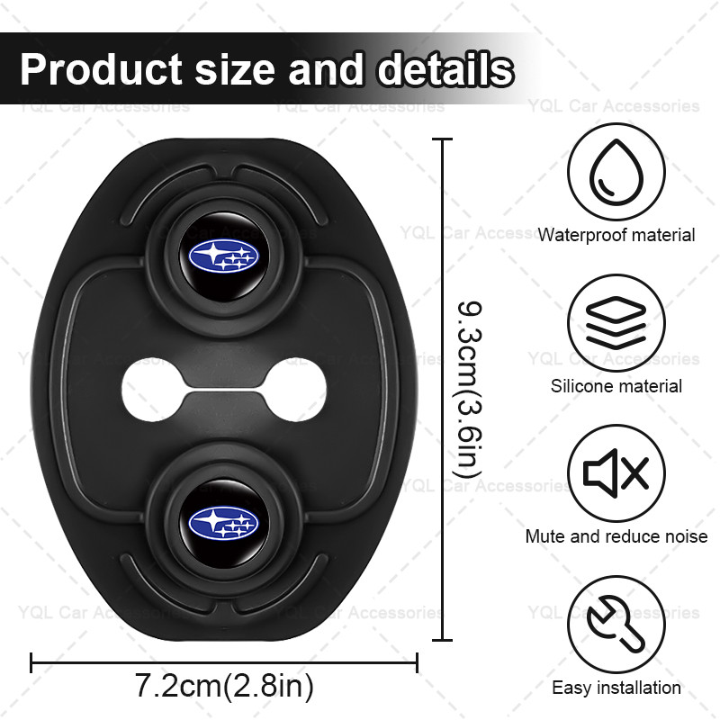 Đen Khóa Cửa Ô Tô Bảo Vệ Bao Cửa Xe Ô Tô Khóa Bao Viền Cho Subaru Impreza WRX STI GDB Forester Liberty
