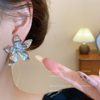 Bông tai hoa họa tiết kim bạc phong cách Âu Mỹ, thời trang sang trọng dành cho nữ