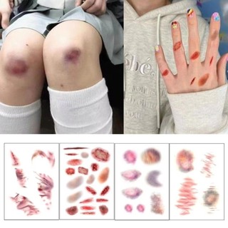 WEAVELYF 1 / 4 Hình xăm tạm thời bầm tím vết thương, Nhãn dán hình xăm sẹo mắt cá chân Cosplay thực tế lâu dài, Nhãn dán hình xăm sẹo chống thấm nước