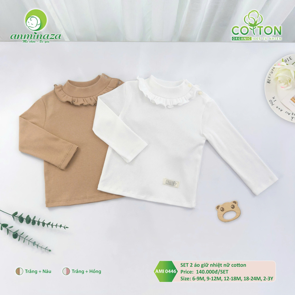 Set 2 Áo Giữ Nhiệt Bé Gái Vải Cotton Ấm Áp Giữ Nhiệt Tốt - Hàng Chính Hãng MIN0446