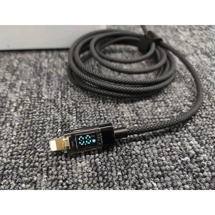 Dây cáp sạc nhanh type C to C -  có màn LED đo công suát- hỗ trợ PD 27/100W - Dài 1.2 mét - Bảo hành 6 tháng