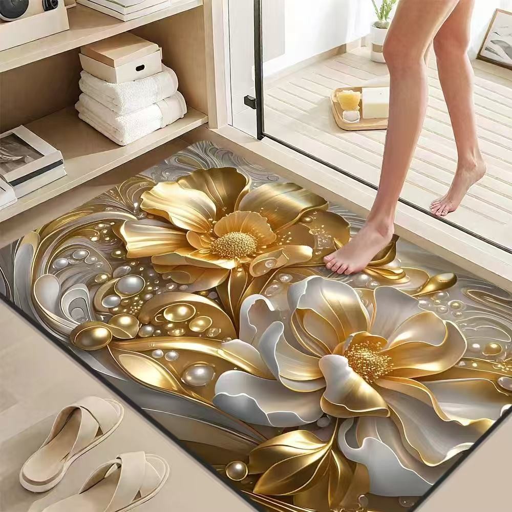 Thảm tắm 3D hình ảnh bùn tảo diatom, thấm nước, chống trượt