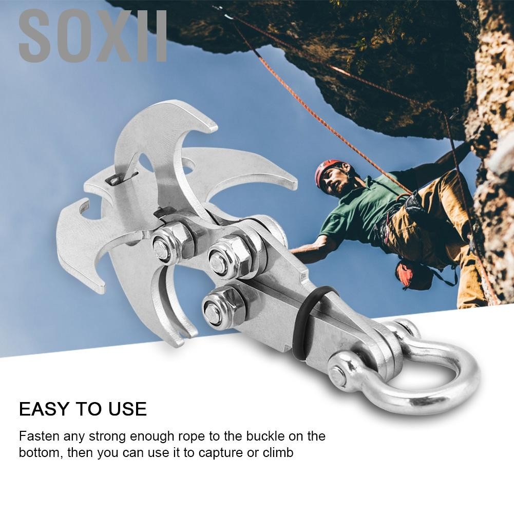 Soxii Gravity Grappling Hook Survival Carabiner Công cụ leo trèo có thể gập lại ngoài trời