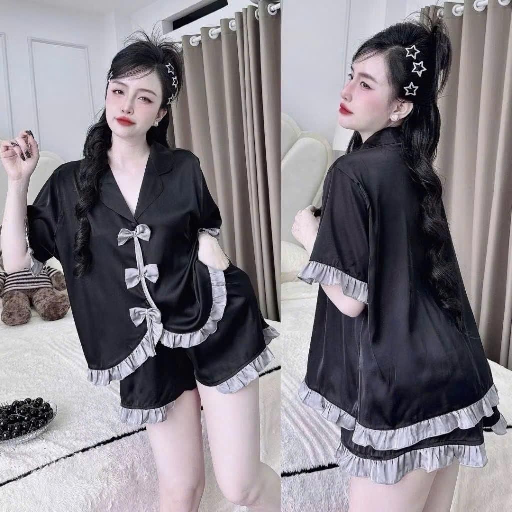 Set Đồ Ngủ Nữ - 3AE - Lụa Latin Tay Ngắn – Dáng Thoải Mái, Chất Liệu Mát Da, Thiết Kế Dễ Thương H41