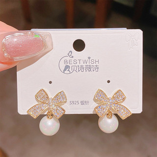 Bông tai bạc 925 sang trọng với ngọc trai và zircon