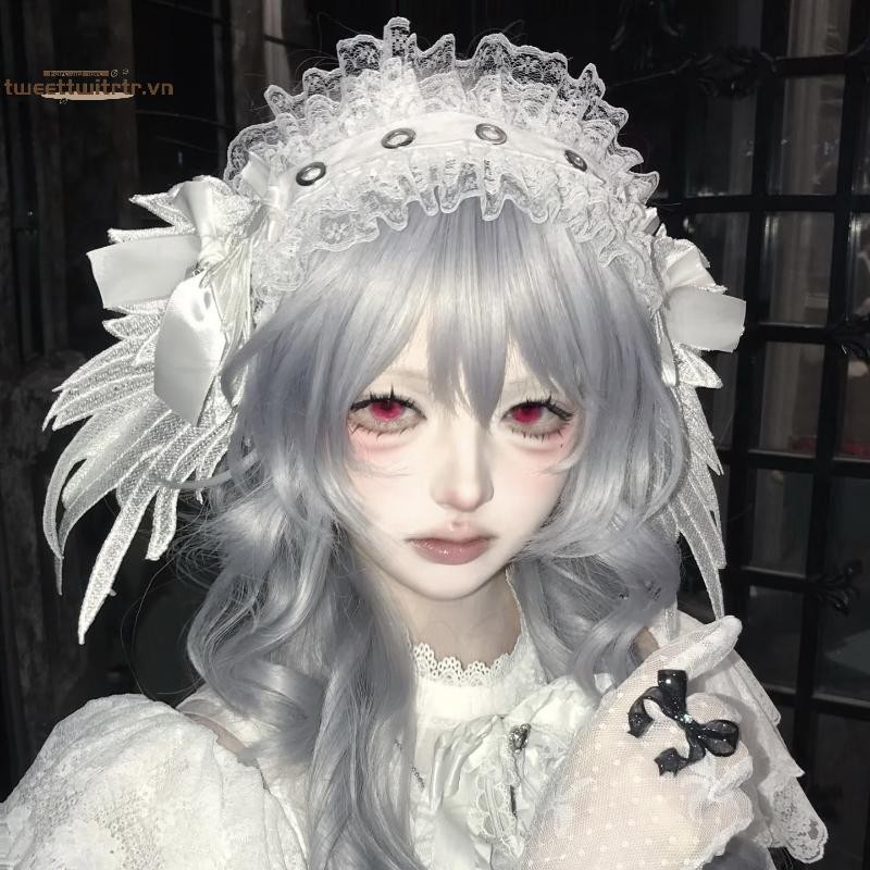 Mũ Cosplay Gothic Sweet & Cute với Bông Tai Kẹp và Cánh Thiên Thần Ren - Phụ Kiện Tóc Cho Cô Gái