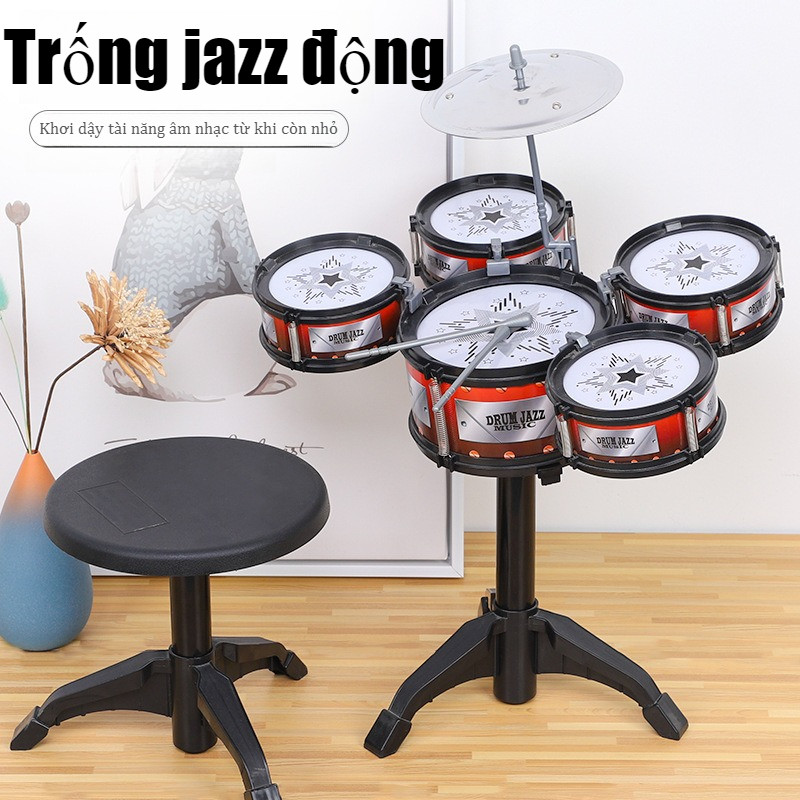 Đồ Chơi Bộ 5 Trống Jazz Dành Cho Trẻ Em Nhạc Cụ,Có Ghế Ngồi,đồ Chơi âm Thanh Vui Nhộn Quà Tặng đồ Chơi Cho Bé Trai