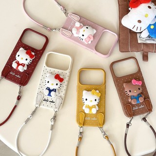 Hàn Quốc Hoạt Hình Dễ Thương 3D Silicone Mèo Kitty Da Mềm Wrsit Dây Đeo Ốp Lưng Điện Thoại iPhone 17Promax 17Pro 17 12 13 14 15 16 Pro Max 15Plus Chống Sốc Nữ Di Động