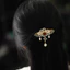 MAUROPOLI Đốt Xanh Bước Lắc Cổ Kẹp Tóc Hanfu Phụ Kiện Tóc Nửa Miếng Mũ Đội Đầu Tóc Phong Cách Trung Quốc Mới Cao Cấp Kẹp Bên Sườn Xám Phụ Kiện