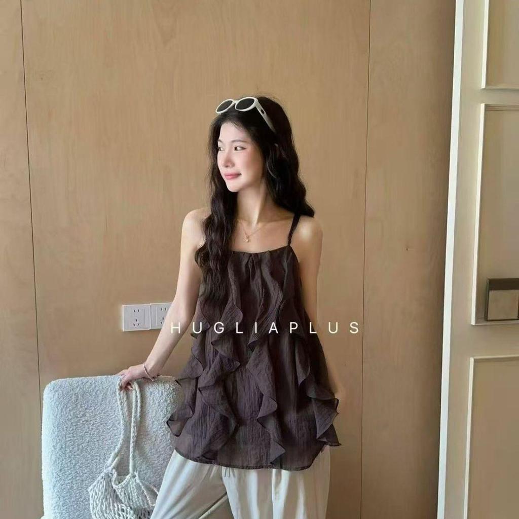 [Seckill trong thời gian có hạn] Mùa hè Phong cách mới kiểu Pháp Áo yếm không tay lá sen nhẹ nhàng Áo khoác ngoài dáng rộng phù hợp cho mọi trận đấu Áo giảm tuổi