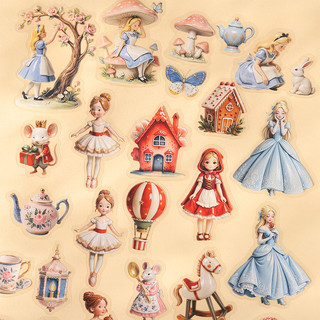 ENWEI 30 Chiếc [Dòng Truyện Cổ Tích Bằng Kính] Alice Xứ Sở Thần Tiên Lọ Lem Ngôi Sao Dream Little Red Riding Hood Quest Dán Tạp Chí Sổ Lưu Niệm Vật Dụng Trang Trí