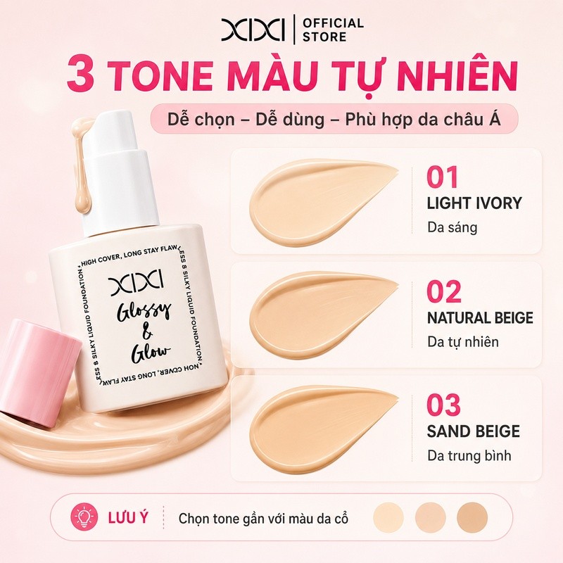XIXI Kem Nền Dạng Lỏng Che Phủ Cao Kiềm Dầu Chống Nước Lâu Trôi Mịn Lì Tự Nhiên Không Mốc D894