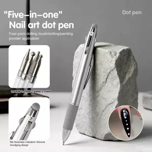 Bút Vẽ Nail Đa Năng 5 Trong 1 Thiết Kế Bấm Rút Cọ Nét Vẽ Viền Chấm Bi Đính Đá Mút Loang Màu Chà Bột Gương Chuyên Nghiệp Cao Cấp