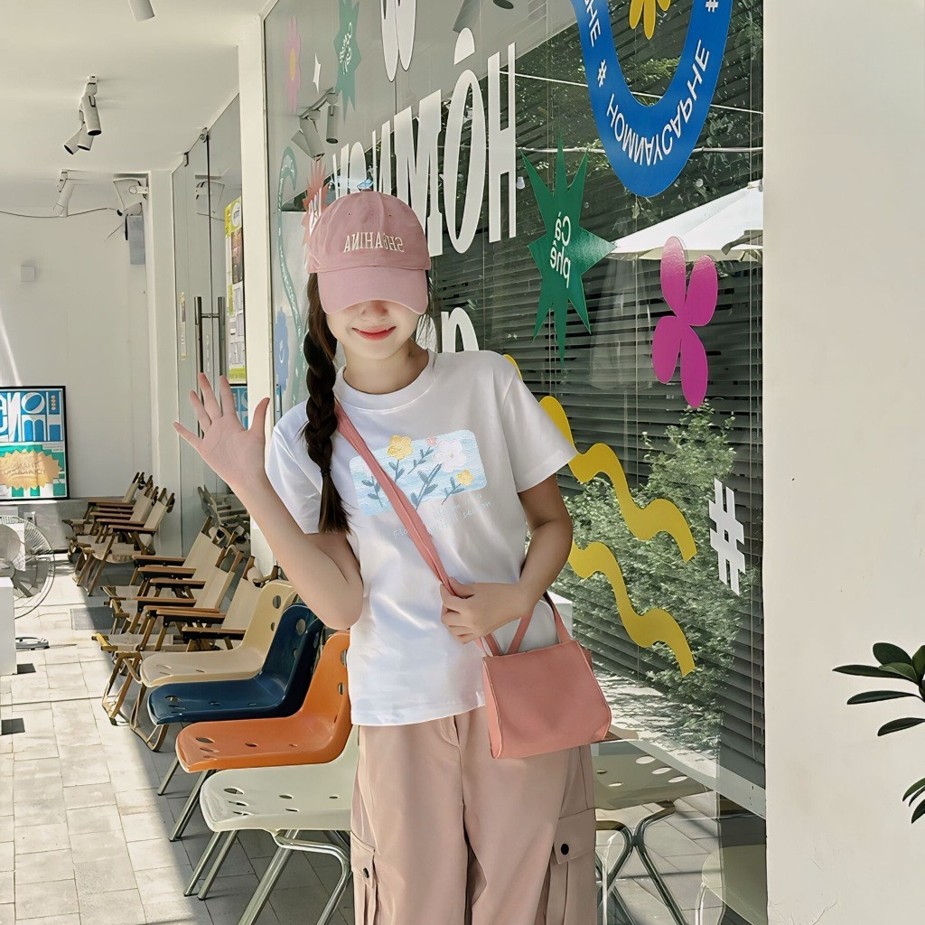 （Giao hàng 24h）Angela Áo thun nữ form vừa SUNTEE STFV547 phong cách basic in hình 047 vải cotton cao cấp thoáng mát