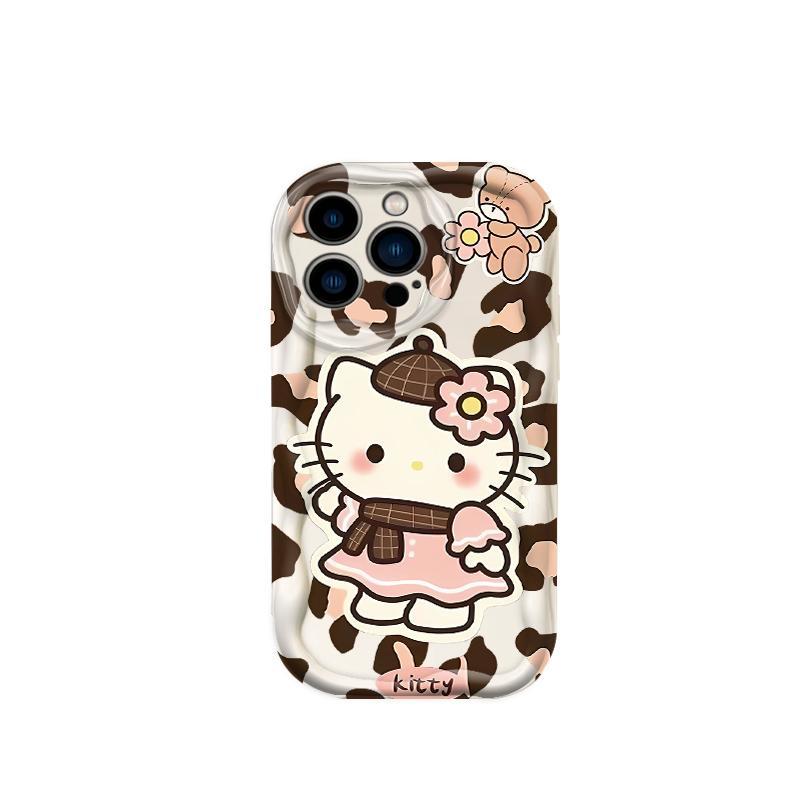 Vỏ Silicon Hoạt Hình Cho iPhone 17 16 15 14 13 12 11 Pro Max Plus 17 AIR 3D Wave Vỏ Điện Thoại Mềm TPU Da Báo Kitty Ốp Lưng Chống Sốc