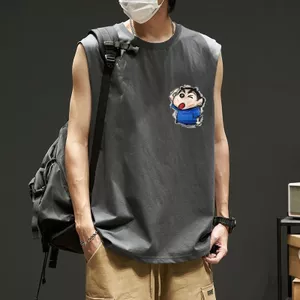 Phiên Bản Hàn Quốc Cao Cấp Không Tay Áo Vest Nam Mùa Hè Hợp Thời Trang Graffiti Crayon Shin-Chan In Hình Dạo Phố Phù Hợp Với Áo Vest Top