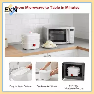 Máy hấp thức ăn cho lò vi sóng B & N, Bộ khay hấp nhựa chịu nhiệt lò vi sóng.
