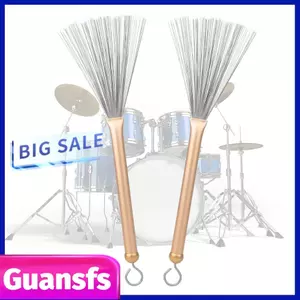 Guansfs Bàn chải đánh trống có thể điều chỉnh thực tế có thể thu vào chuyên nghiệp Bộ 2 dây chơi cho trống Jazz (M02511 vàng)