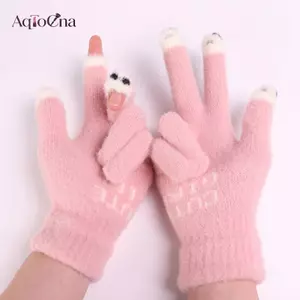 Găng Tay AqToCna Găng Tay Dệt Kim Len Dễ Thương Mùa Đông Thiêned Găng Tay Ấm Áp Ngoài Trời Rò Rỉ Ngón Tay Màn Hình Cảm Ứng Găng Tay Chống Lạnh Găng Tay Ấm Áp AqToCna