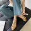 TT Tính Khí Da Lộn Mũi Nhọn Dây Đeo Giày Sandal Gót Dày Dép Nữ Mùa Hè Gót Thấp Giày Sandal Thời Trang Phù Hợp Với Tất Cả Trận Đấu