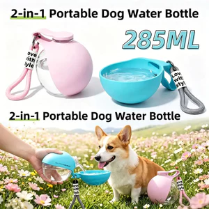 Di Động Cho Chó Thú Cưng Bình Nước 285ml Thú Cưng Uống Silicone Bát Có Dây Buộc Chống Rò Rỉ Máy Đựng Nước 2 Trong 1 Đi Bộ Du Lịch Ăn