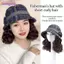 Mũ xô nữ BORAGETE có tóc giả xoăn, nơ dễ thương, giữ ấm mùa thu đông, phong cách casual