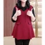 Thời trang giản dị mẹ mùa thu đông phong cách mới với áo nhung để giảm béo phụ nữ trung niên và người già váy dài tay áo sơ mi