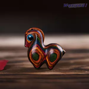 WANYEDI Đồ trang trí ngựa cầu vồng, Khắc đồ trang trí mèo bằng gỗ màu dễ thương, Gỗ cầu vồng nóng Đồ trang trí mô hình mèo nhỏ Phụ kiện văn phòng để bàn