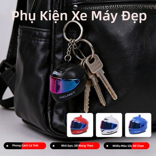 Móc khóa xe máy SEAMETAL Móc khóa mũ bảo hiểm cao cấp Có đèn LED Ống kính thể mở được Móc chìa khóa trang trí