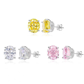 Châu Âu Mỹ ins Phong Cách Mới 5 Carat Zircon Bông Tai Kim Cương Nữ