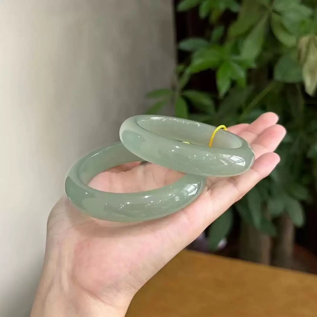 Vòng tay đá mắt mèo băng tròn màu xanh lá cây hồ