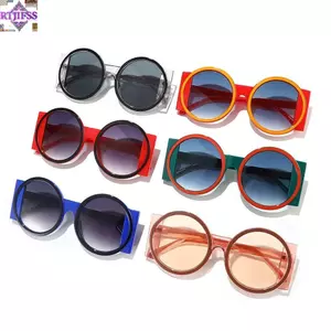 Kính râm tròn RTJIFSS, Sắc thái màu tương phản UV400 cỡ lớn, Kính mắt Y2K độc đáo cổ điển dành cho nữ và nam giới