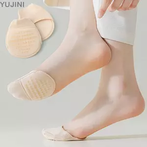 YUJUNI 1 Đôi Tất Nửa Chân, Miếng Lót Chân Nửa Lòng Bàn Tay Cotton Mềm Mại, Tất Ngón Chân Chống Trơn Trượt Silicon Thoáng Khí