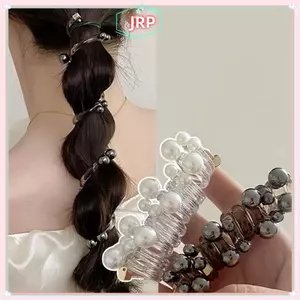 JRP Dây Điện Thoại Vòng Tóc Không Làm Hại Tóc Độ Đàn Hồi Cao Dây Cao Su Ngọc Trai Tóc Nữ Phụ Kiện Tóc JRP
